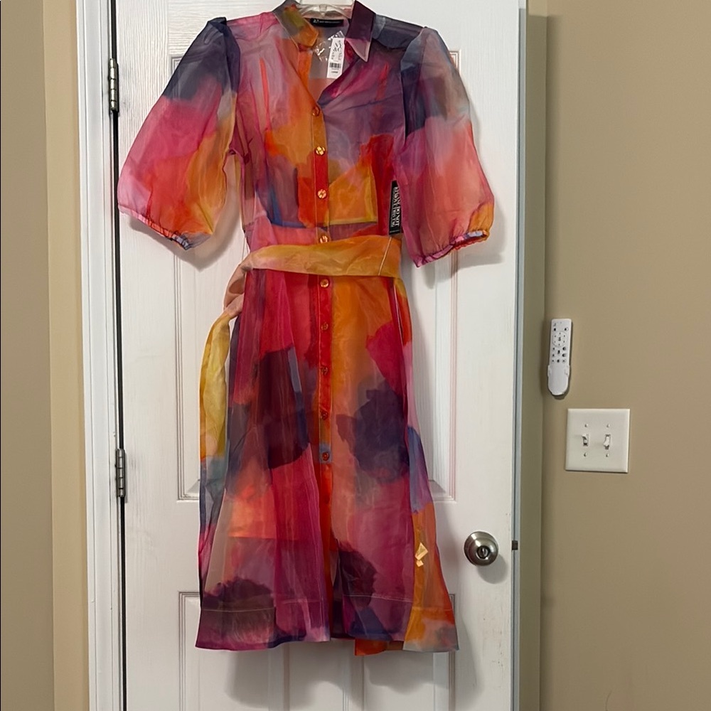 New York & Company Multicolor Midi Dress